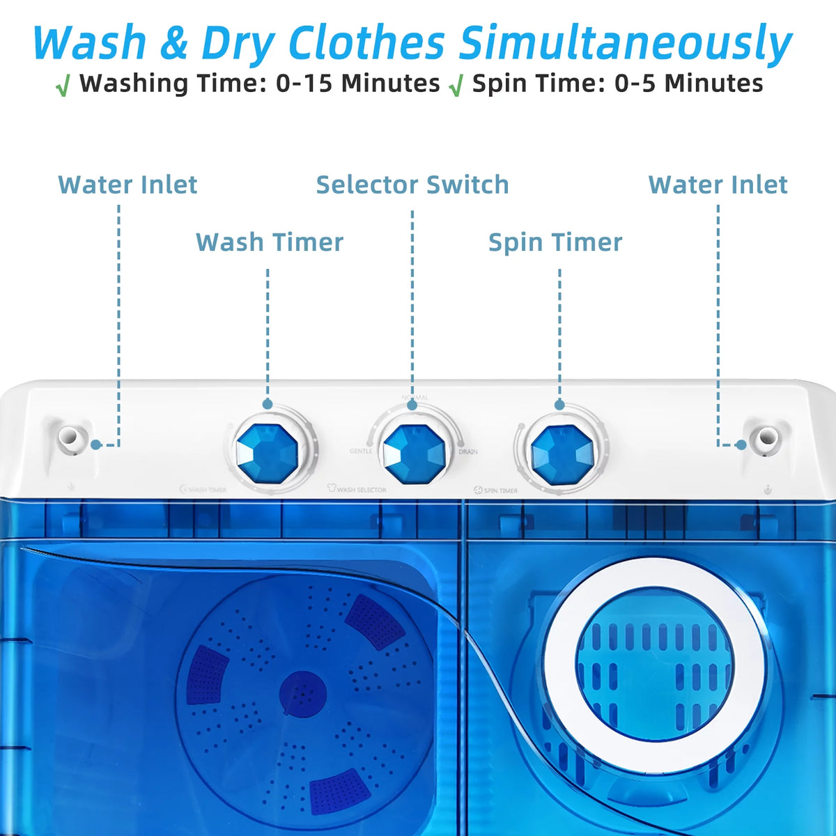 Portable Semi-automatic Twin Tub Washing Machine P1164