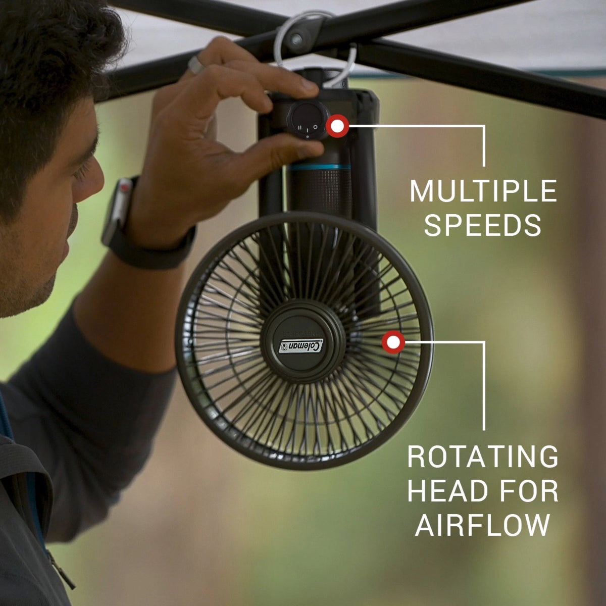 Portable Fan & Rechargeable Battery, Black R962