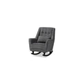 Grey Fabric Upholstered Dark Brown Wood Rocking Chair Y785