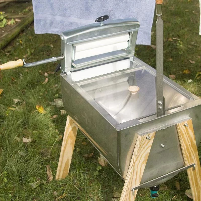 15 Gallon Laundry Agitator Hand Washer Tub and Wringer with Wooden Legs P444191
