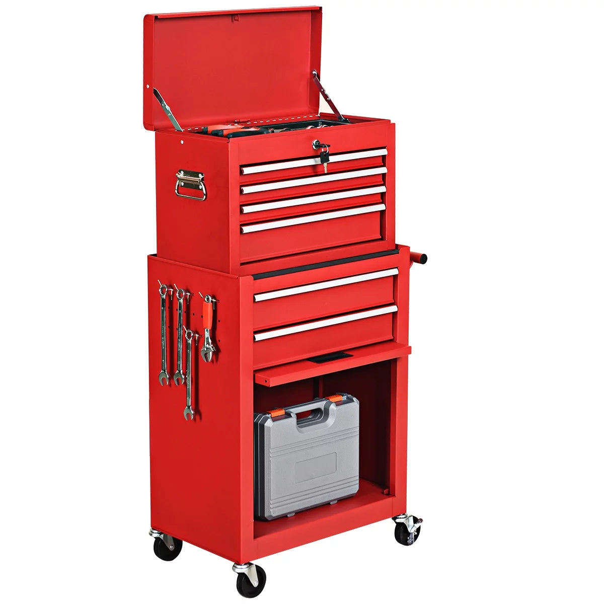2 in 1 Rolling Storage Cabinet with 6 Drawers Black W86523