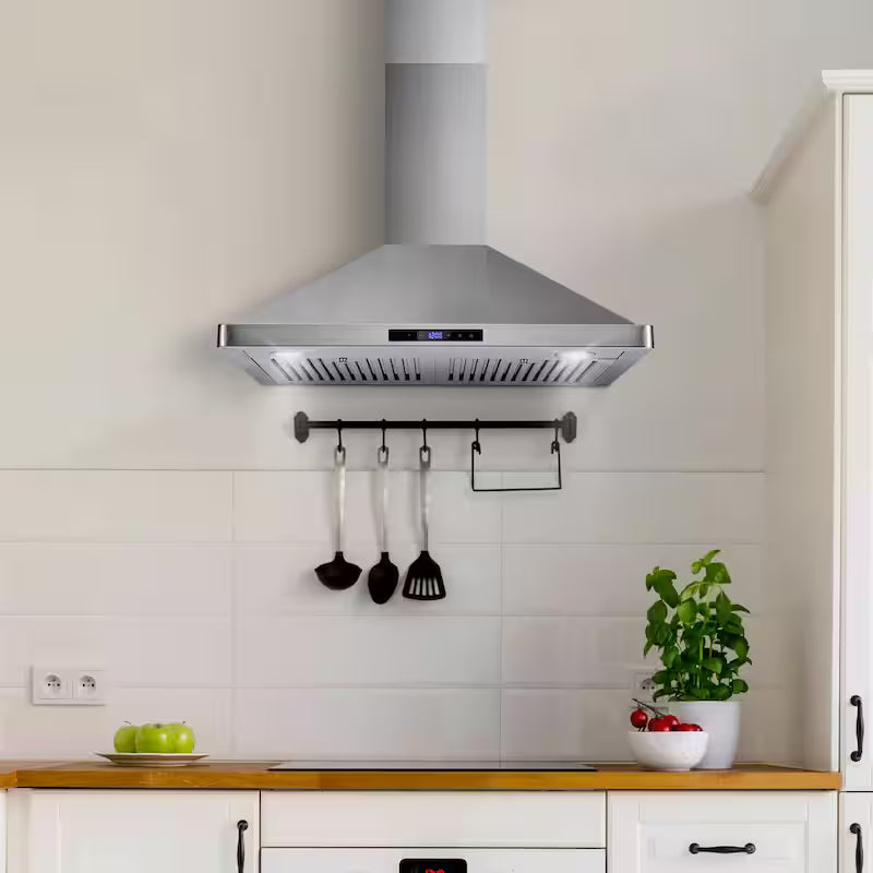 30 in. Stainless Steel Ductless Wall Mount Range Hood with Carbon Filter Kit M327897