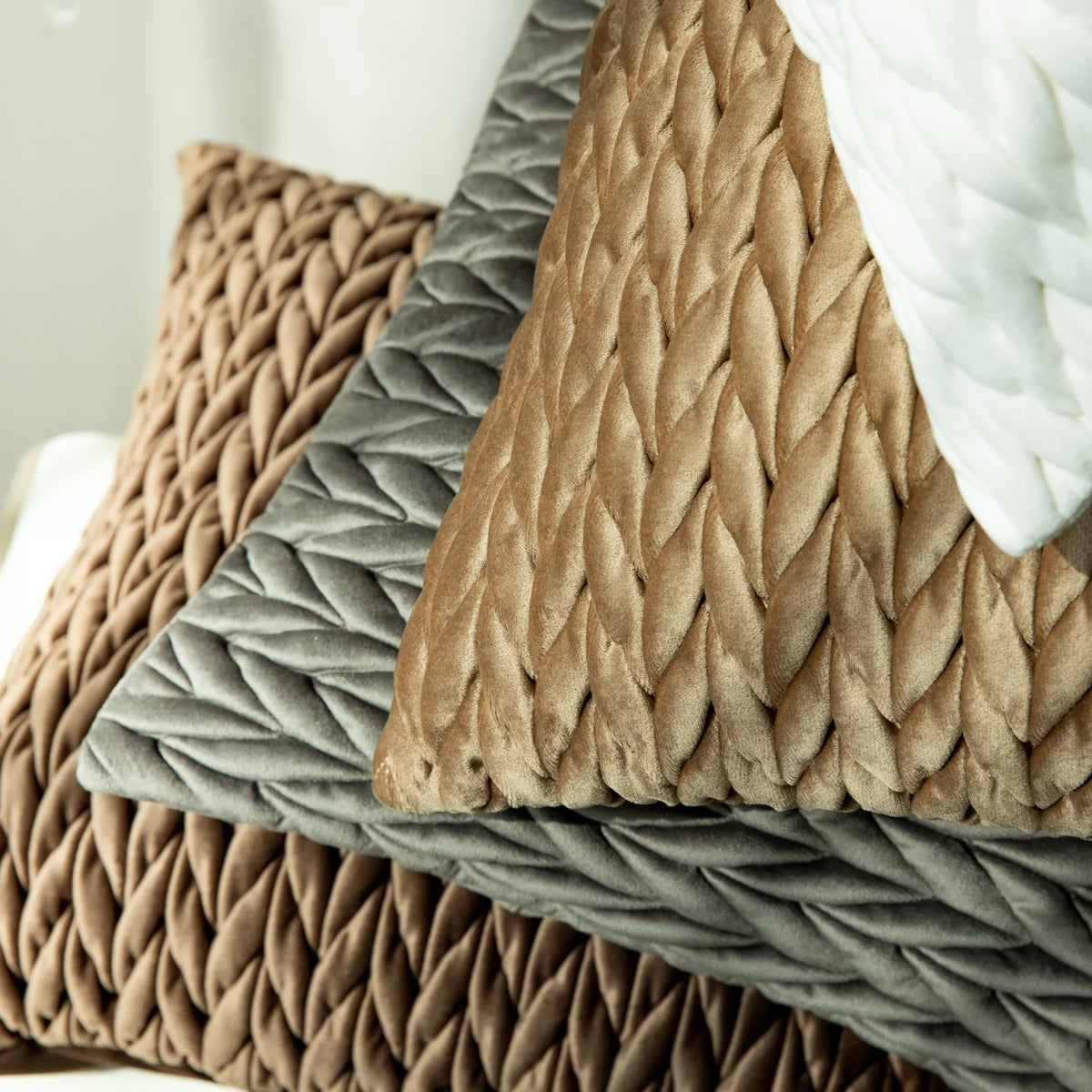 Off-White Polyester Throw Pillow, 2 Count K3848