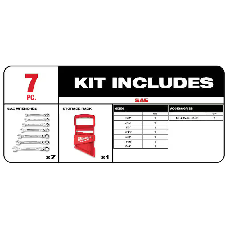 14-Piece Flex-Head Ratcheting Combination Wrench Set SAE and METRIC W686