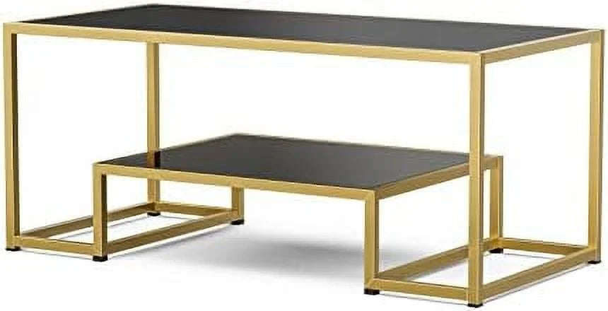 Gold 2-Tier Faux Marble End Table K632570
