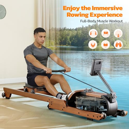 Foldable Water Rowing Machine 350 LBS with LCD Monitor R964659