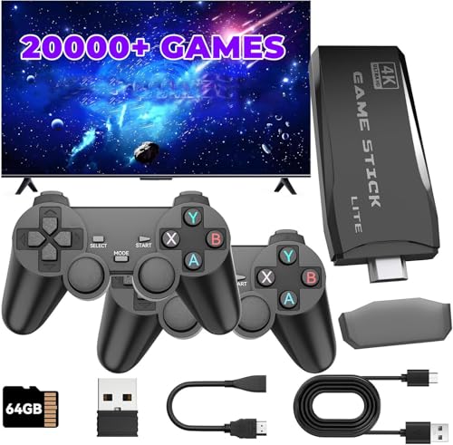 Wireless Retro Gaming Console Stick, Plug and Play, 4K HDMI, 2.4G Wireless Controllers, 64GB U529763