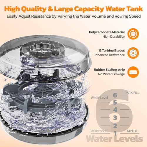 Foldable Water Rowing Machine 350 LBS with LCD Monitor R964659