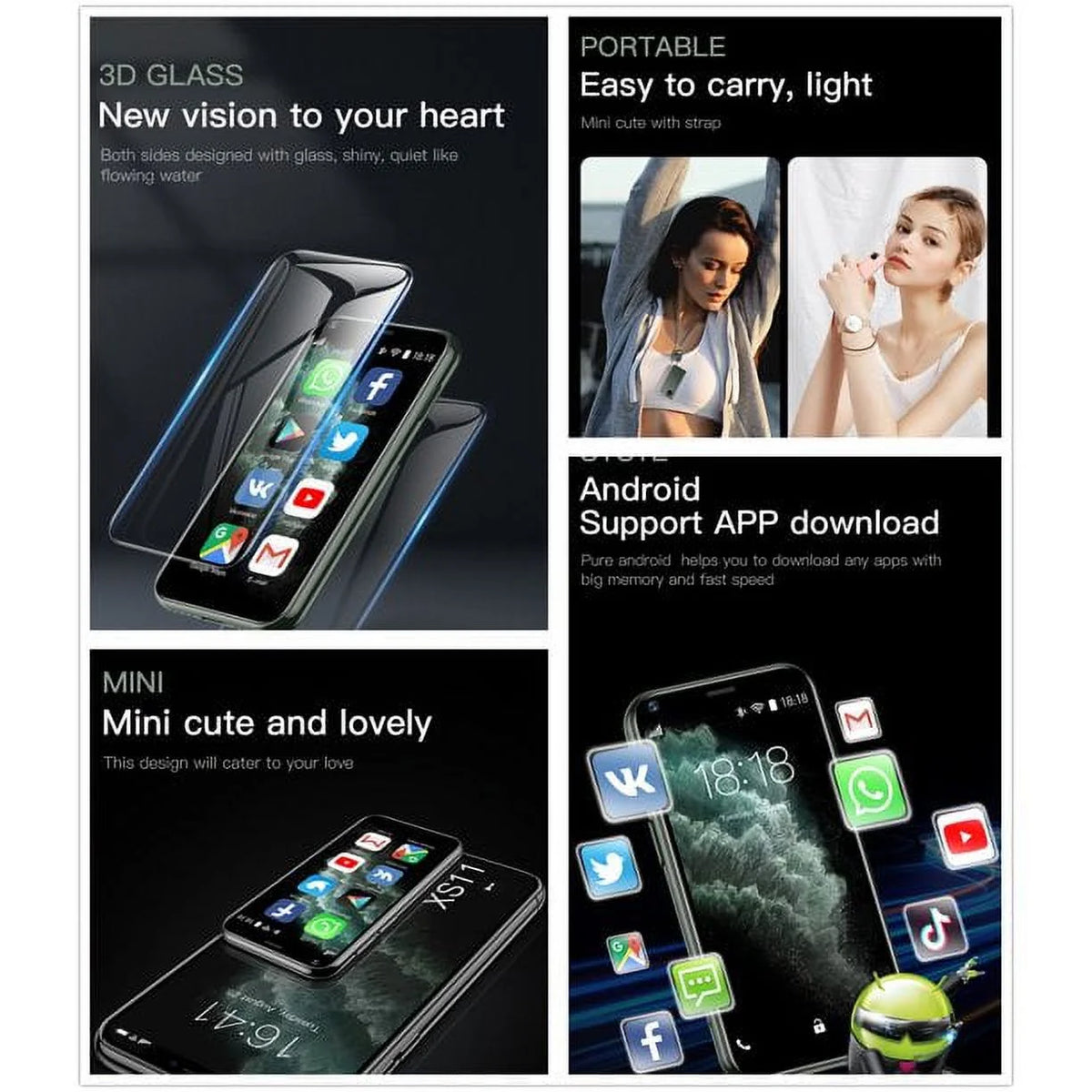 Mini Android Smartphone 1GB RAM 8GB ROM 2.5'' Quad Core 3G Z16483