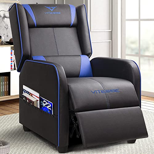 Blue PU Leather Gaming Recliner Chair T43208