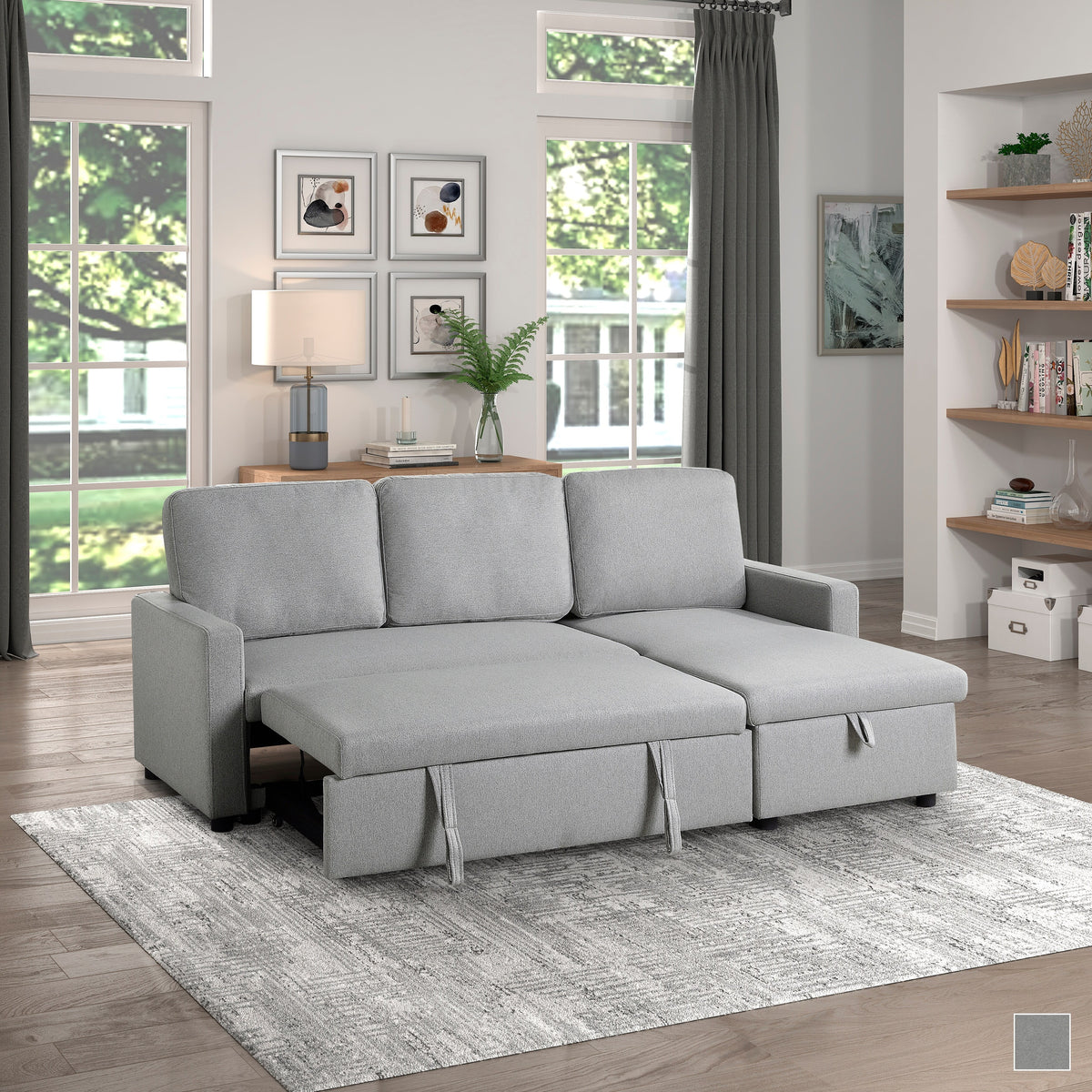 Sleeper Sectional Sofa with Reversible Chaise I798