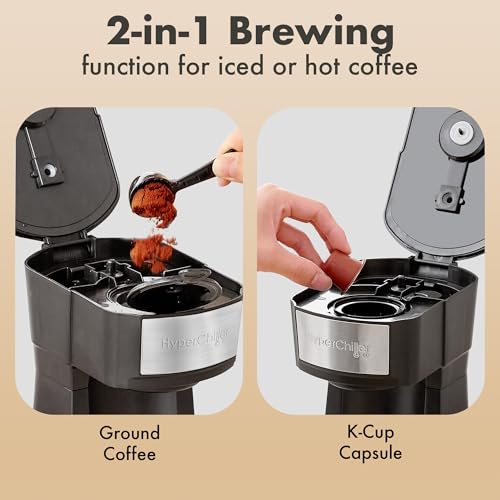 Iced/Hot Coffee Maker, 8, 10 or 12oz Pours, Black/Stainless-Steel U651