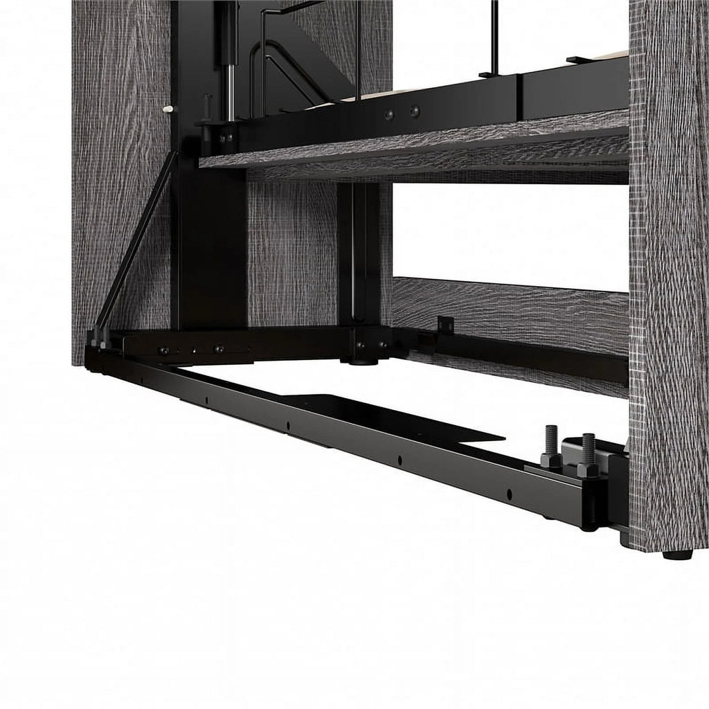 Bark Gray Full Murphy Bed with Closet Storage J9146