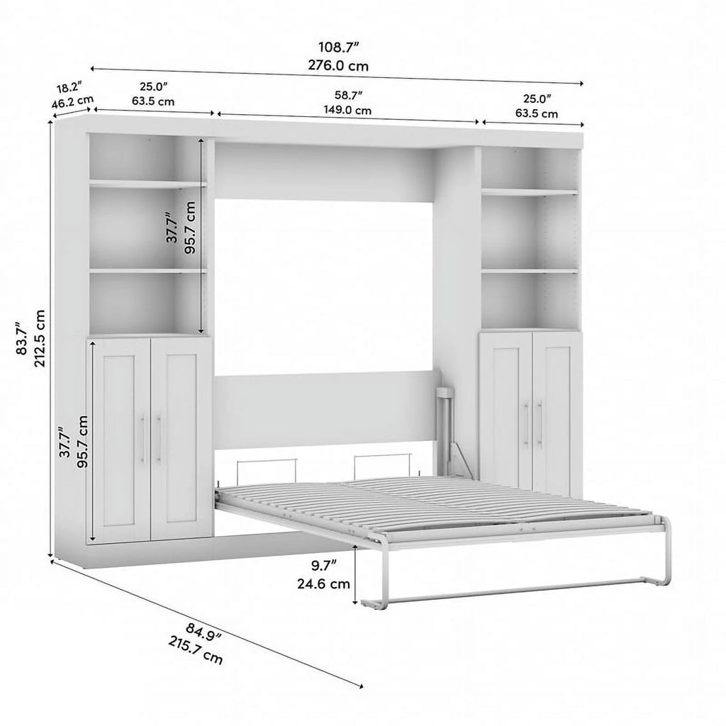 Bark Gray Full Murphy Bed with Closet Storage J9146