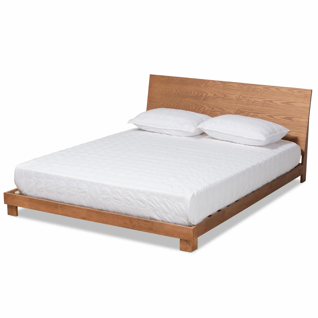 Brown Finished Wood Queen Size Platform Bed F1314