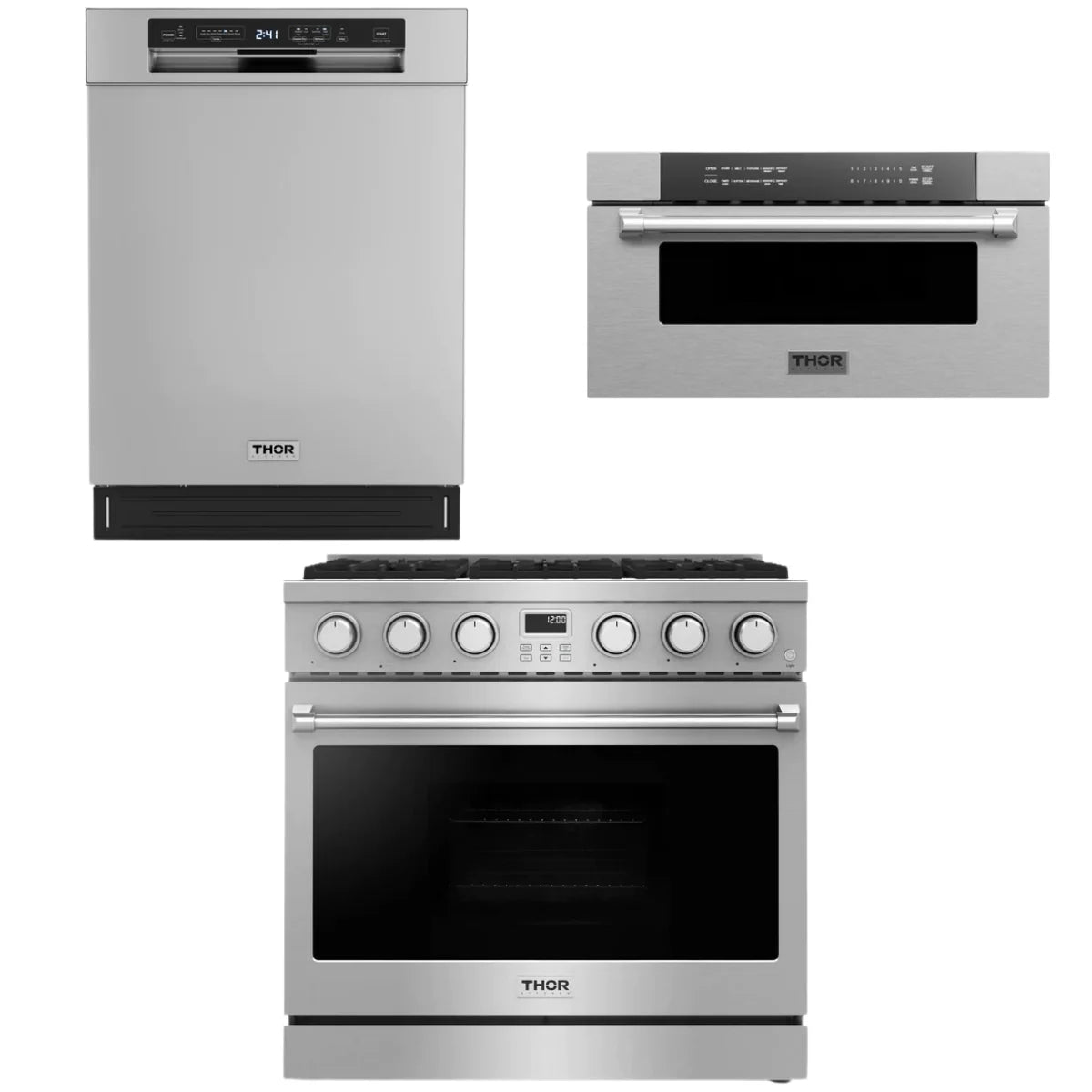 36 Gas Range, Dishwasher and Microwave X584