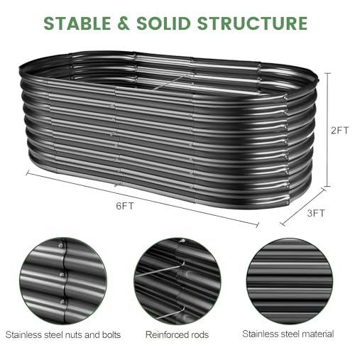 24" Tall Galvanized Metal Raised Garden Bed Y726