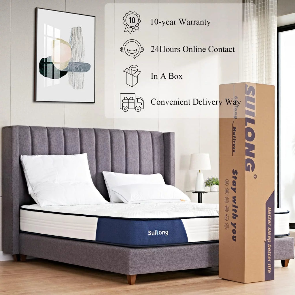 Queen Size 10 Inch Memory Foam Innerspring Mattress D74679