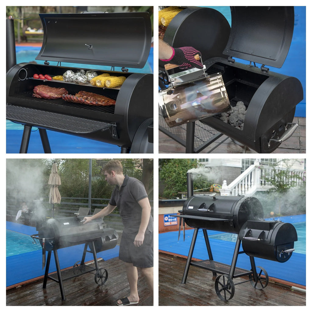 Charcoal Grill with Offset Smoker Black X704