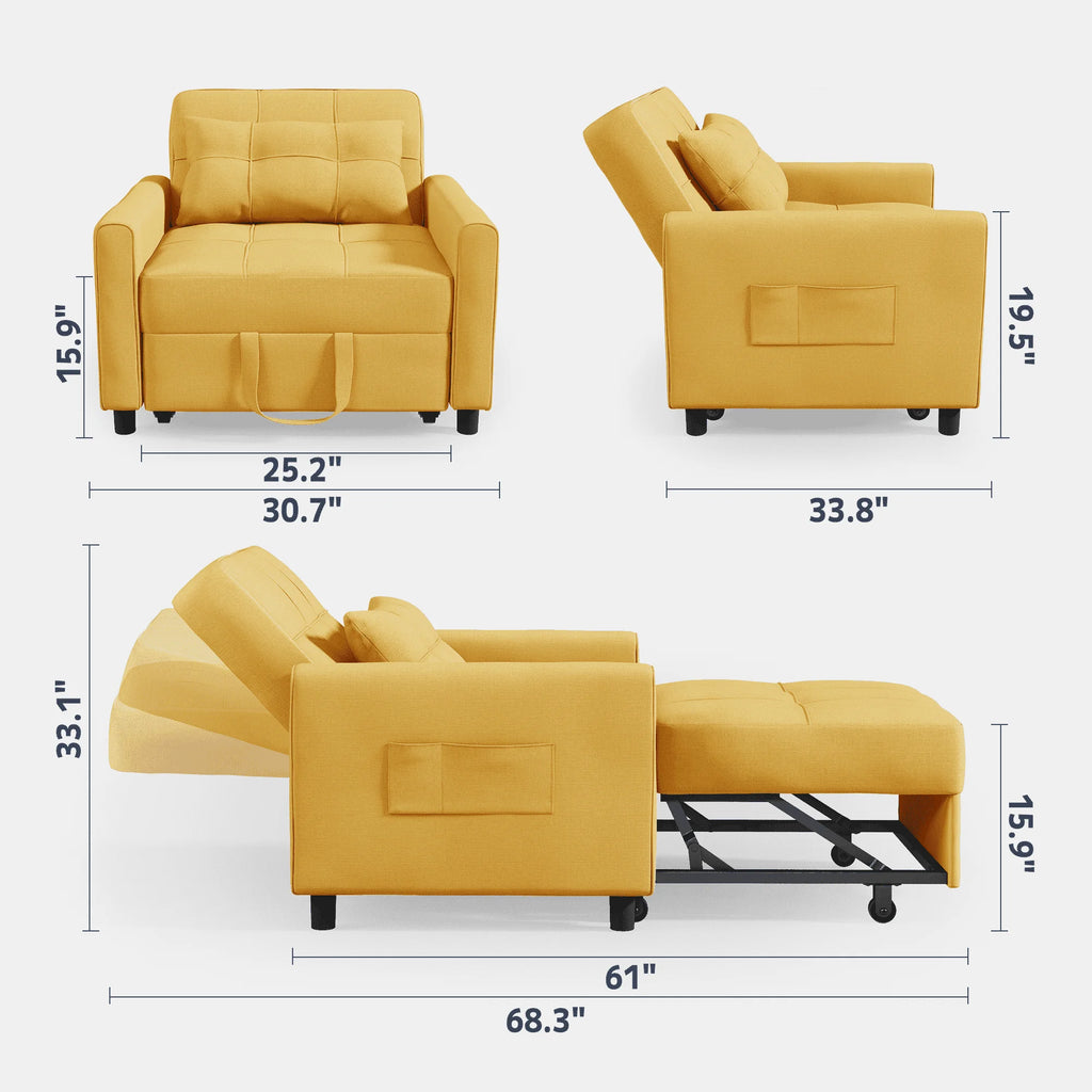 Light Gray 3 in 1 Convertible Sleeper Sofa K840125