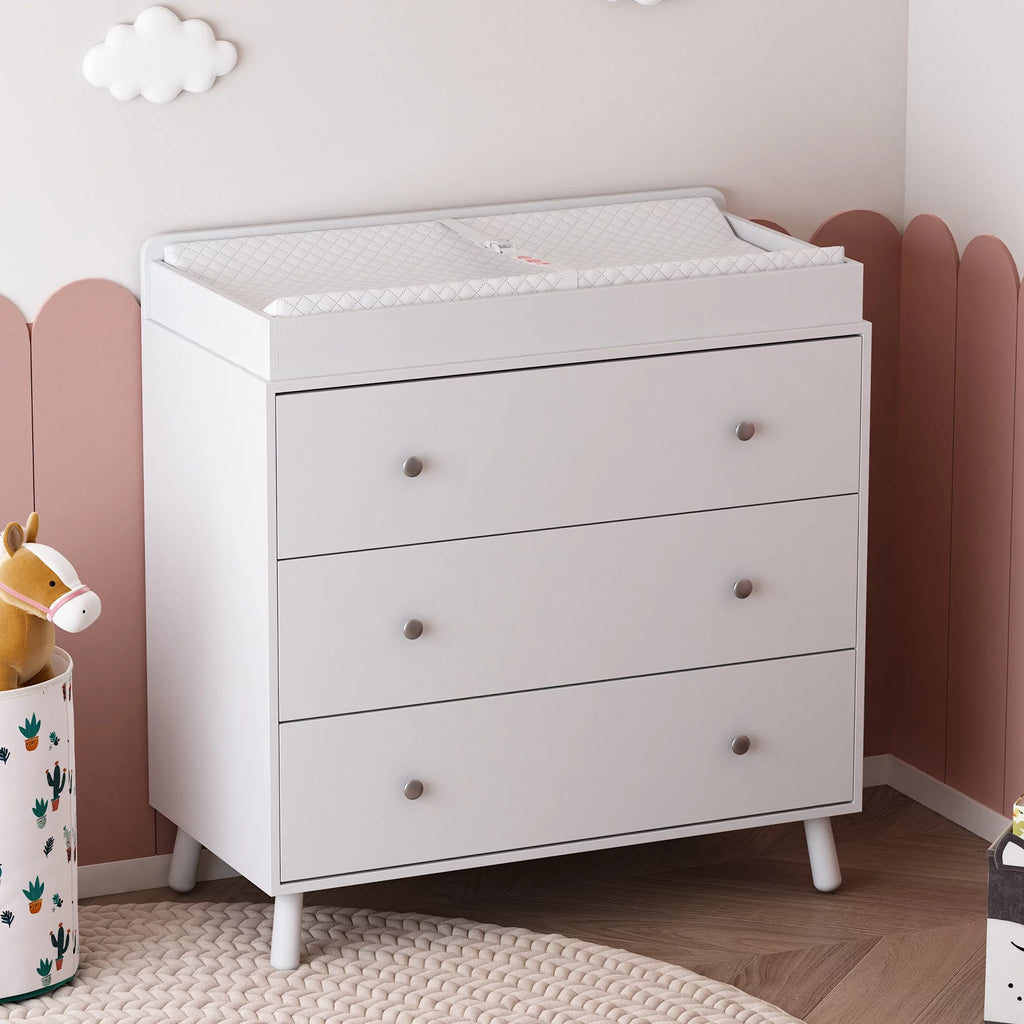 White 3 Drawer Baby Changing Table with Pad D19242