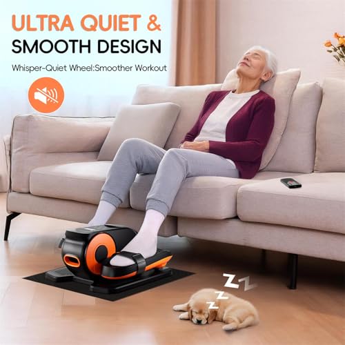 Under Desk Elliptical Machine, Quiet Portable Mini Electric Seated Pedal Exerciser, 12 Adjustable Speeds W4047