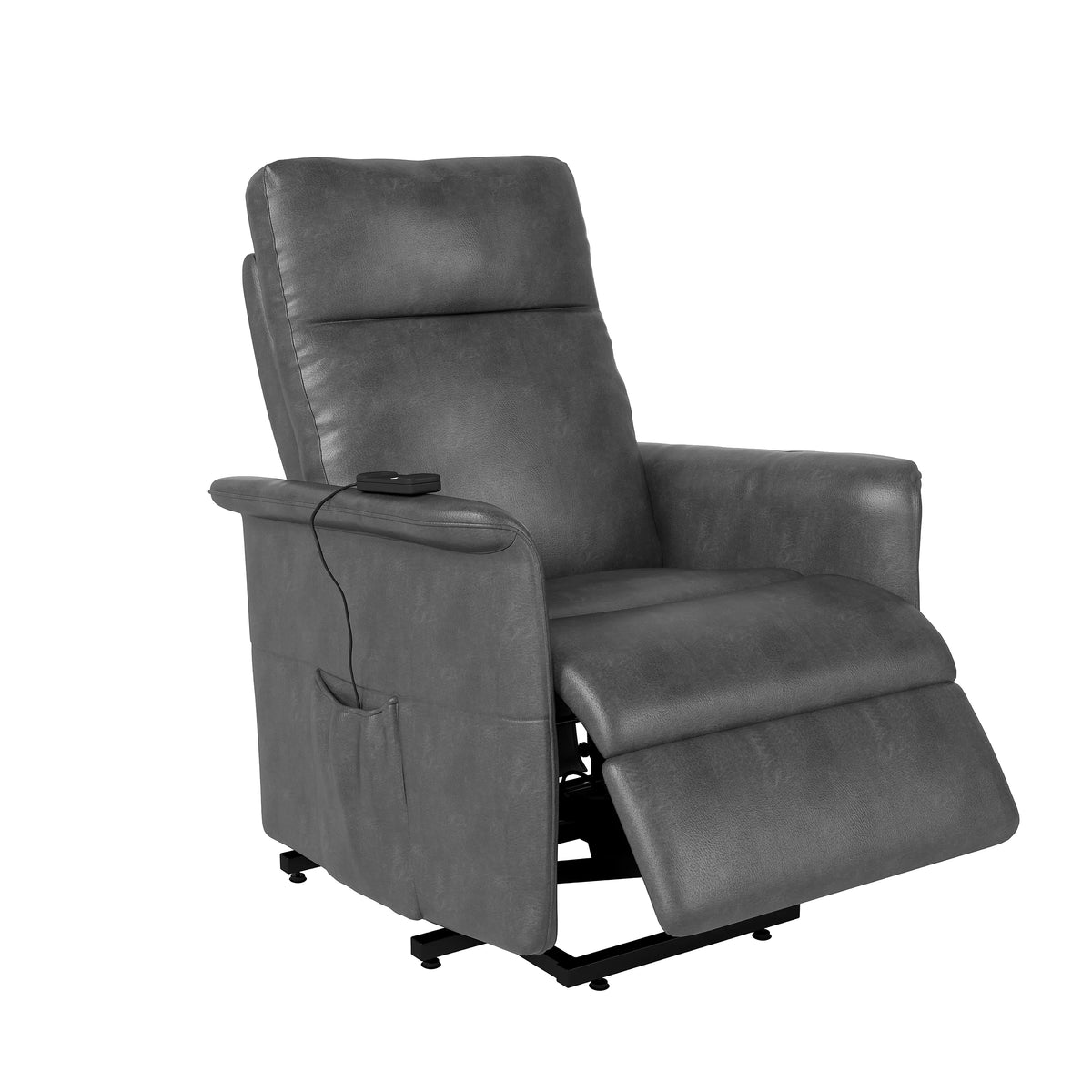 Gray Faux Leather Power Recline and Lift Chair R88181