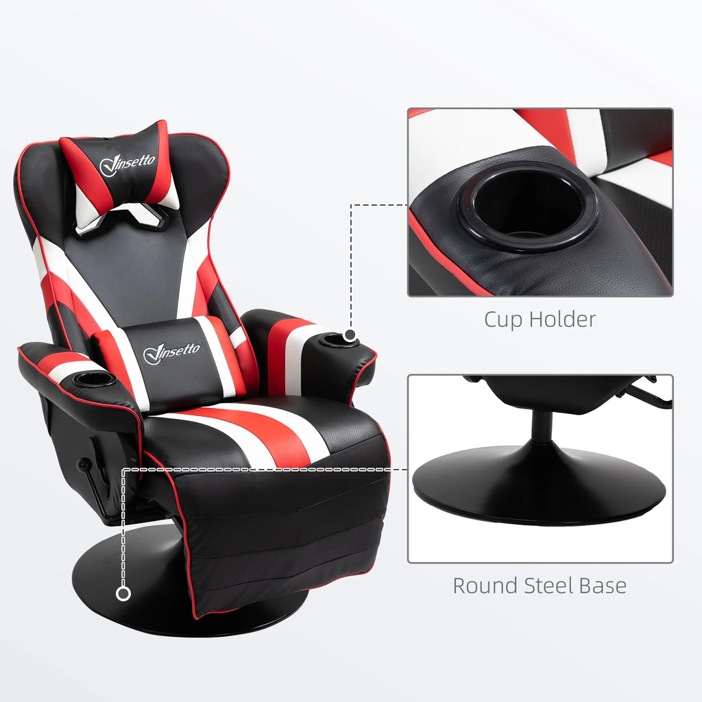 Black White Red Gaming Chair with Lumbar Support and Footrest N9263