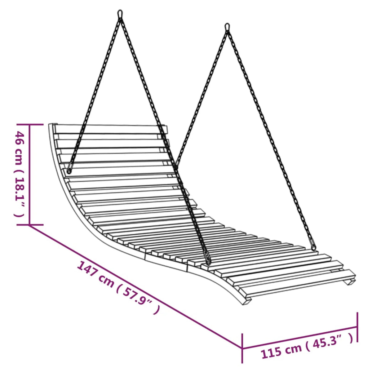 Swing Bed Solid Bent Wood with Teak Finish U694