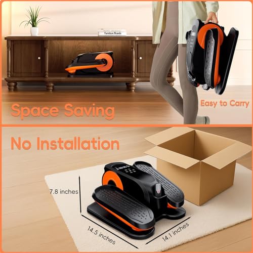 Under Desk Elliptical Machine, Quiet Portable Mini Electric Seated Pedal Exerciser, 12 Adjustable Speeds W4047