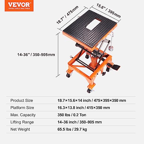 350 lbs Hydraulic Motorcycle Lift Table with Wide Deck R356552