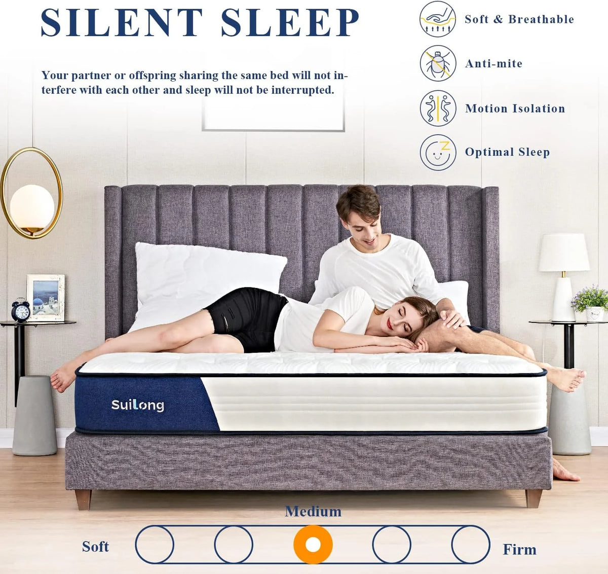 Queen Size 10 Inch Memory Foam Innerspring Mattress D74679