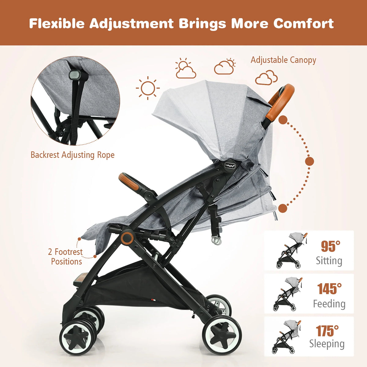 Lightweight Aluminium Baby Stroller with Net J218