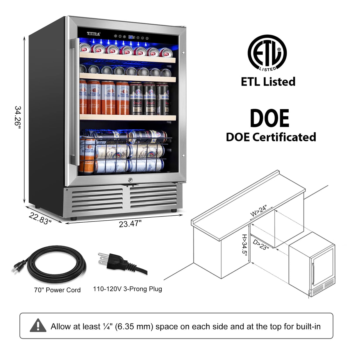 24'' 150-Cans Built-in Beverage Cooler J4249
