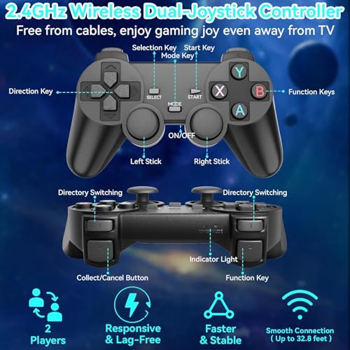 Wireless Retro Gaming Console Stick, Plug and Play, 4K HDMI, 2.4G Wireless Controllers, 64GB U529763