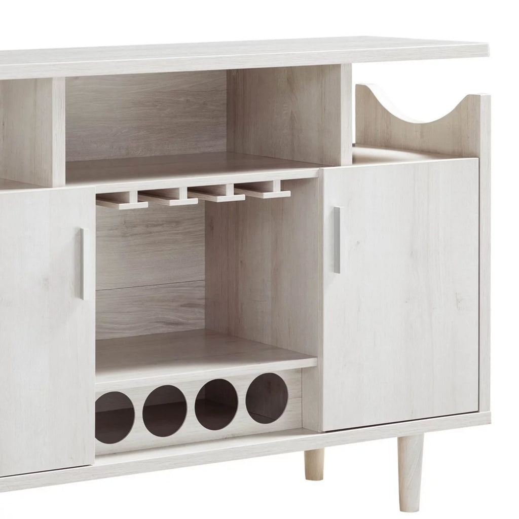 47 Inch Wood Wine Bar Cabinet with Stemware L234