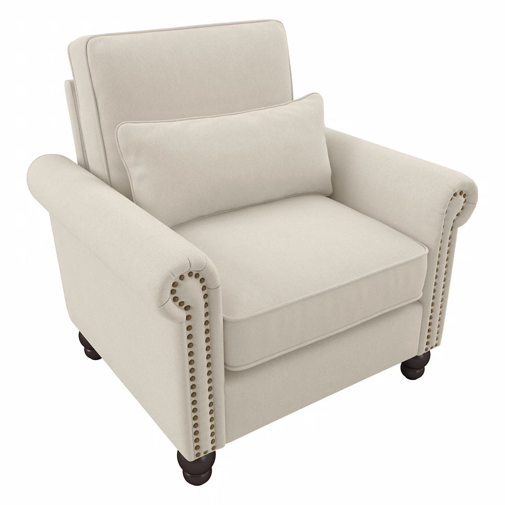 Cream Herringbone Accent Chair with Arms B964487