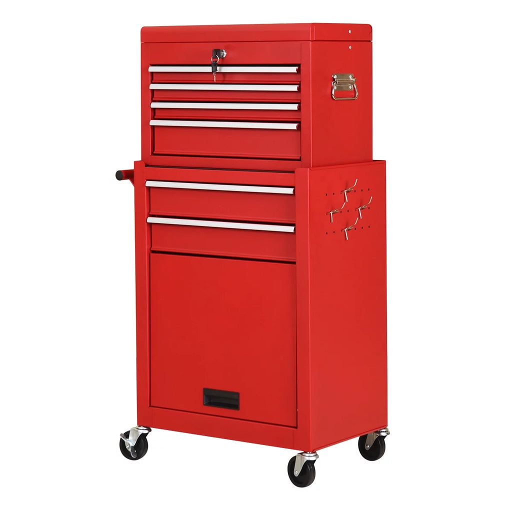 2 in 1 Rolling Storage Cabinet with 6 Drawers Black W86523
