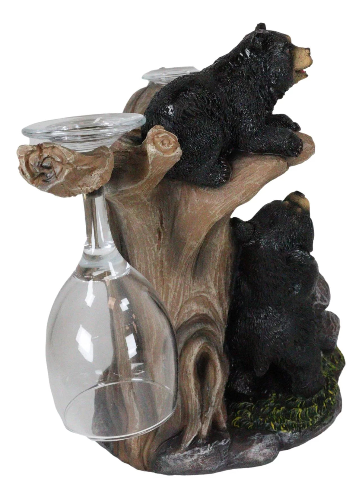 Black Bear Wine Glasses and Bottle Holder Figurine A125783