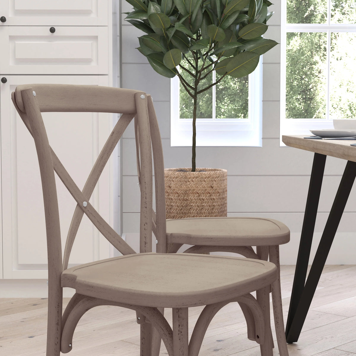 Lime Wash Wooden High Back Dining Chair C2541