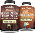 120 Cap Mushroom Complex 2600mg & 90 Cap Magnesium 2207mg Bundle V9327