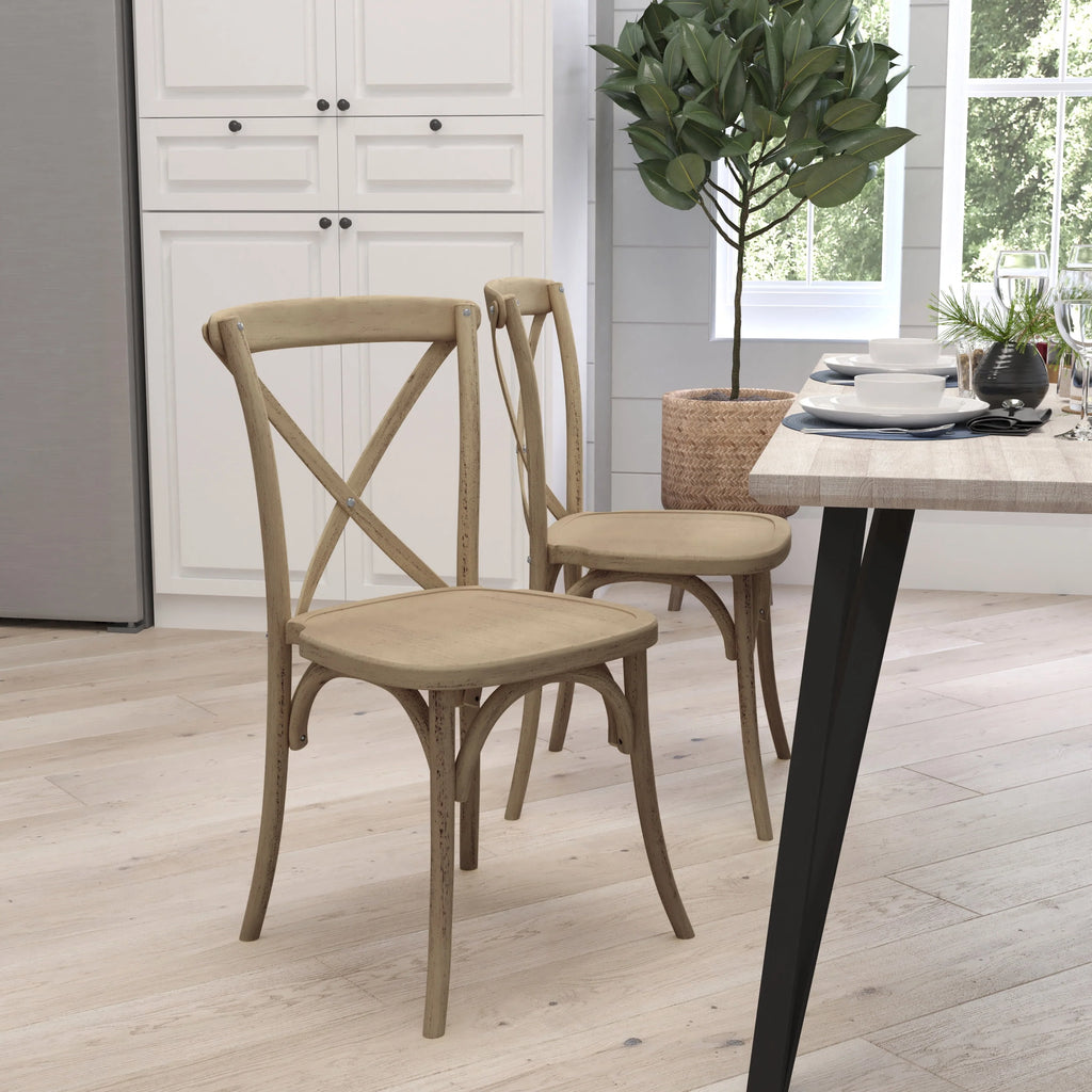 Lime Wash Wooden High Back Dining Chair C2541