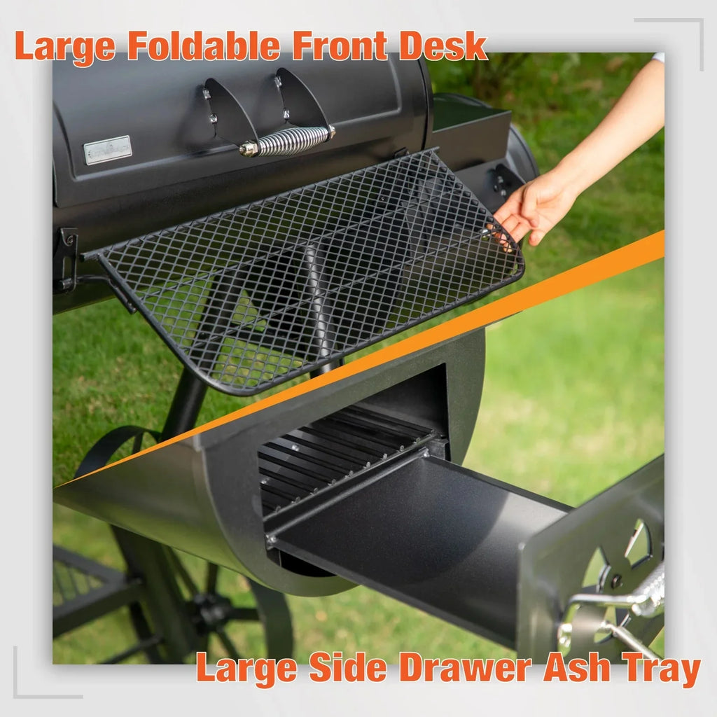 Charcoal Grill with Offset Smoker Black X704