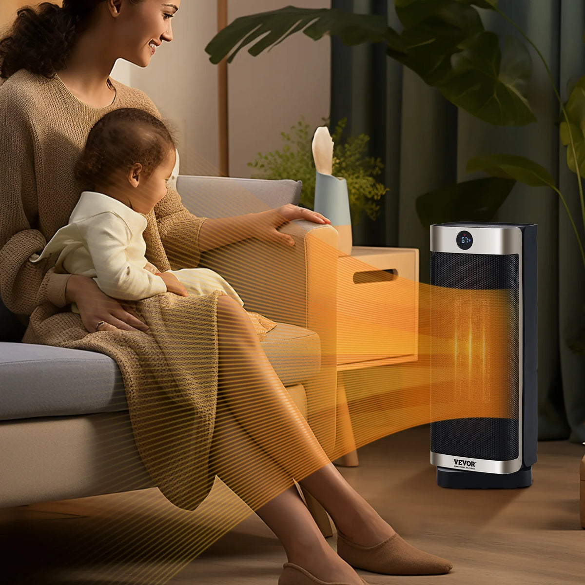 1500W Electric Fan Forced Portable Space Heater 16 in with Thermostat A4407