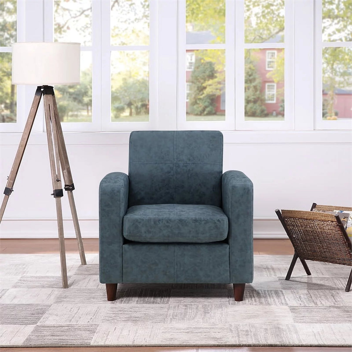 Navy Blue Faux Leather Club Chair P73481