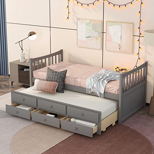 White Full Size Wood Storage Bed with Bookcase Headboard and Trundle Z1507