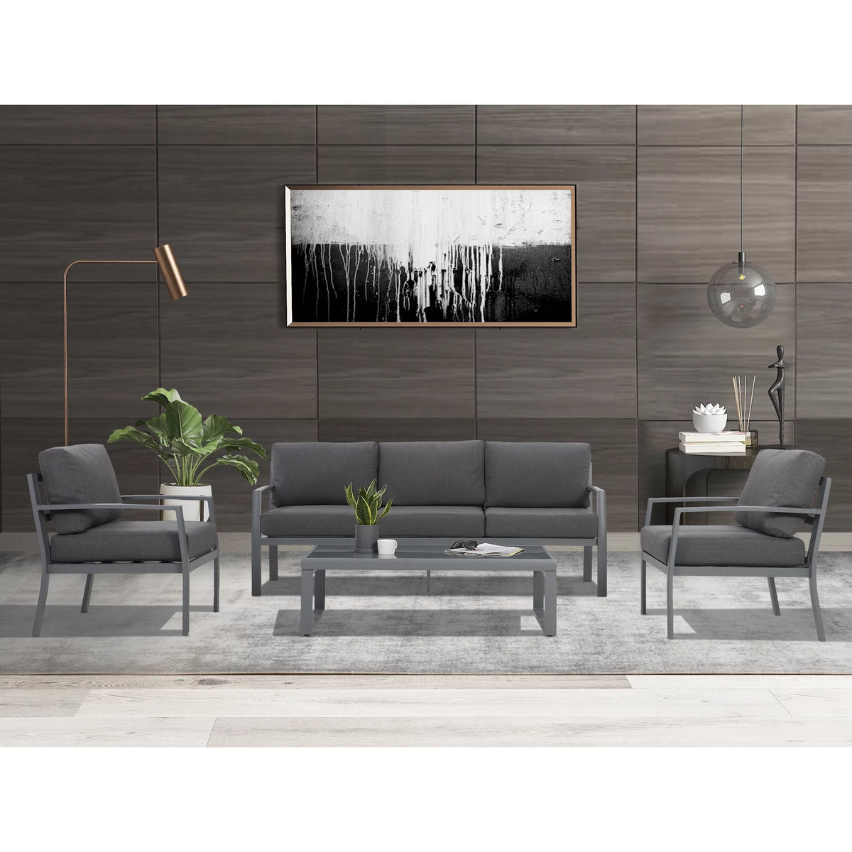 4 Piece Metal Patio Furniture Set with Cushions A27045