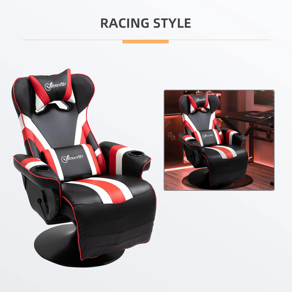 Black White Red Gaming Chair with Lumbar Support and Footrest N9263