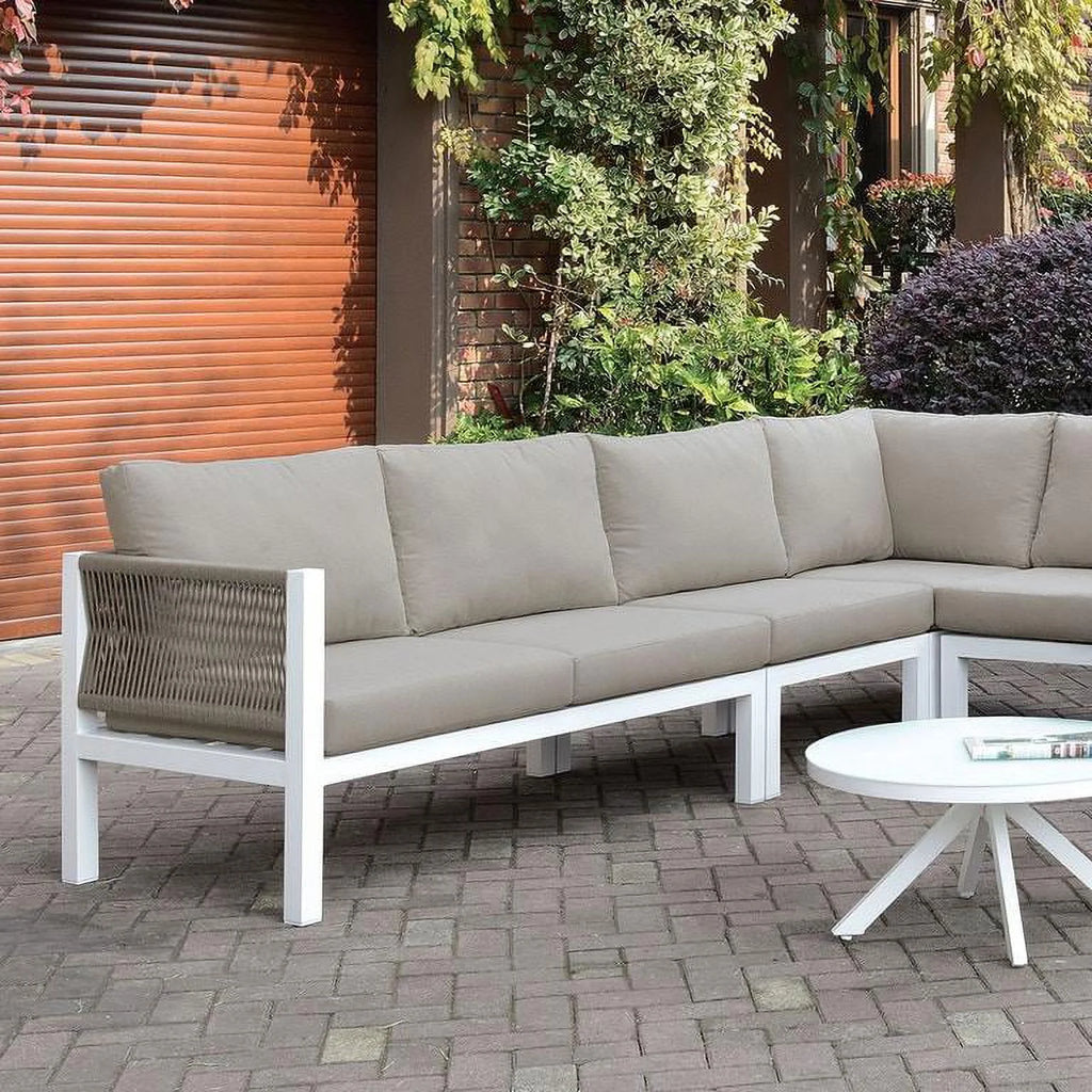 Light Taupe & White Sectional Sofa Q37731