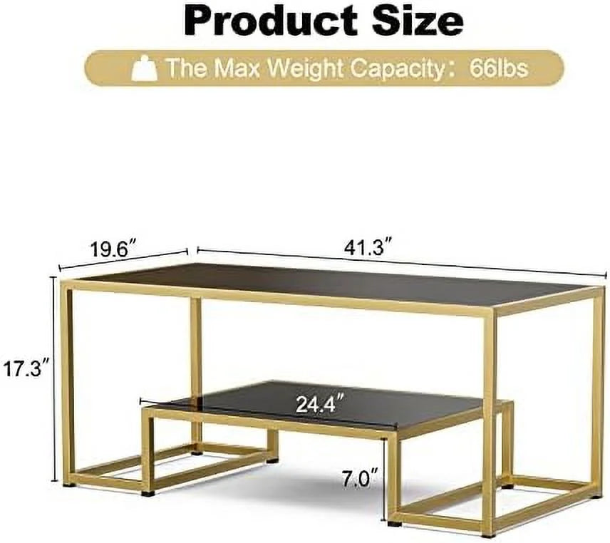 Gold 2-Tier Faux Marble End Table K632570